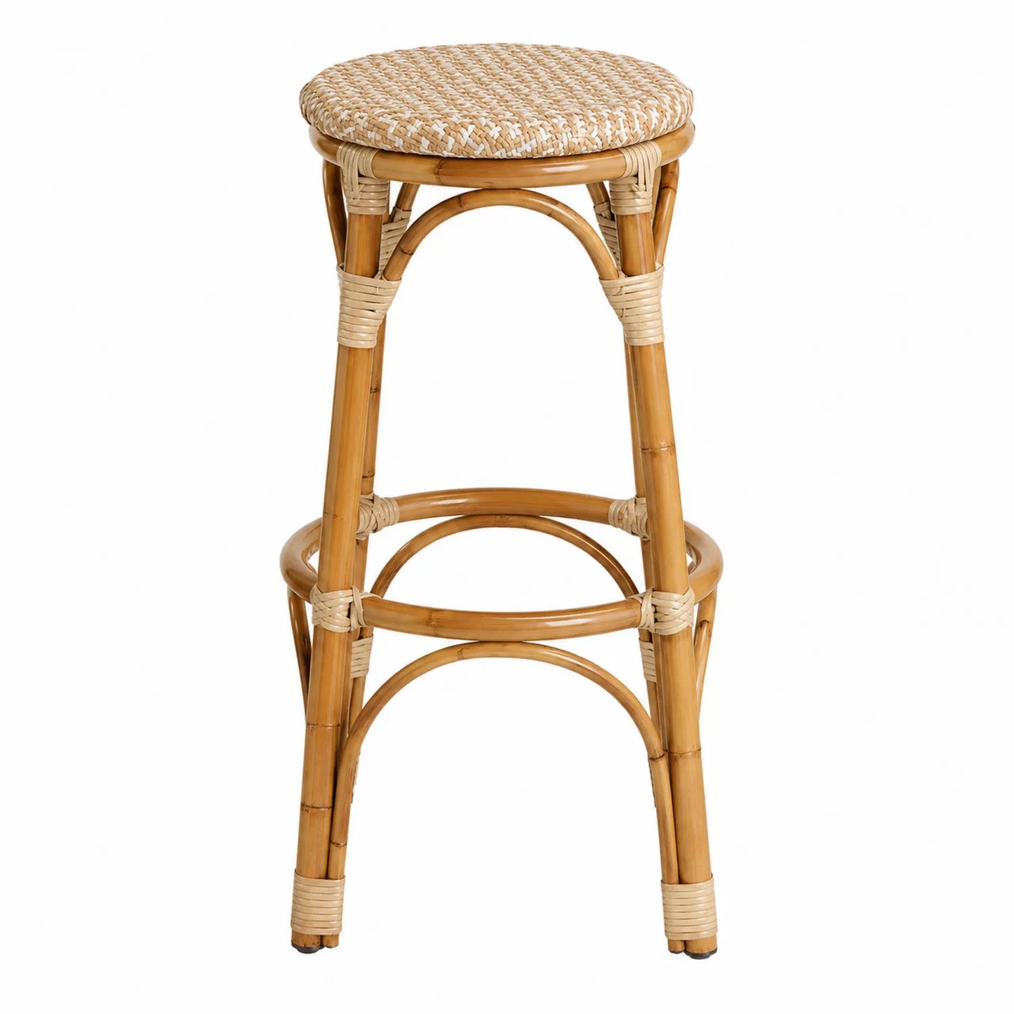 Stołek rattanowy okrągły beżowy 75cm