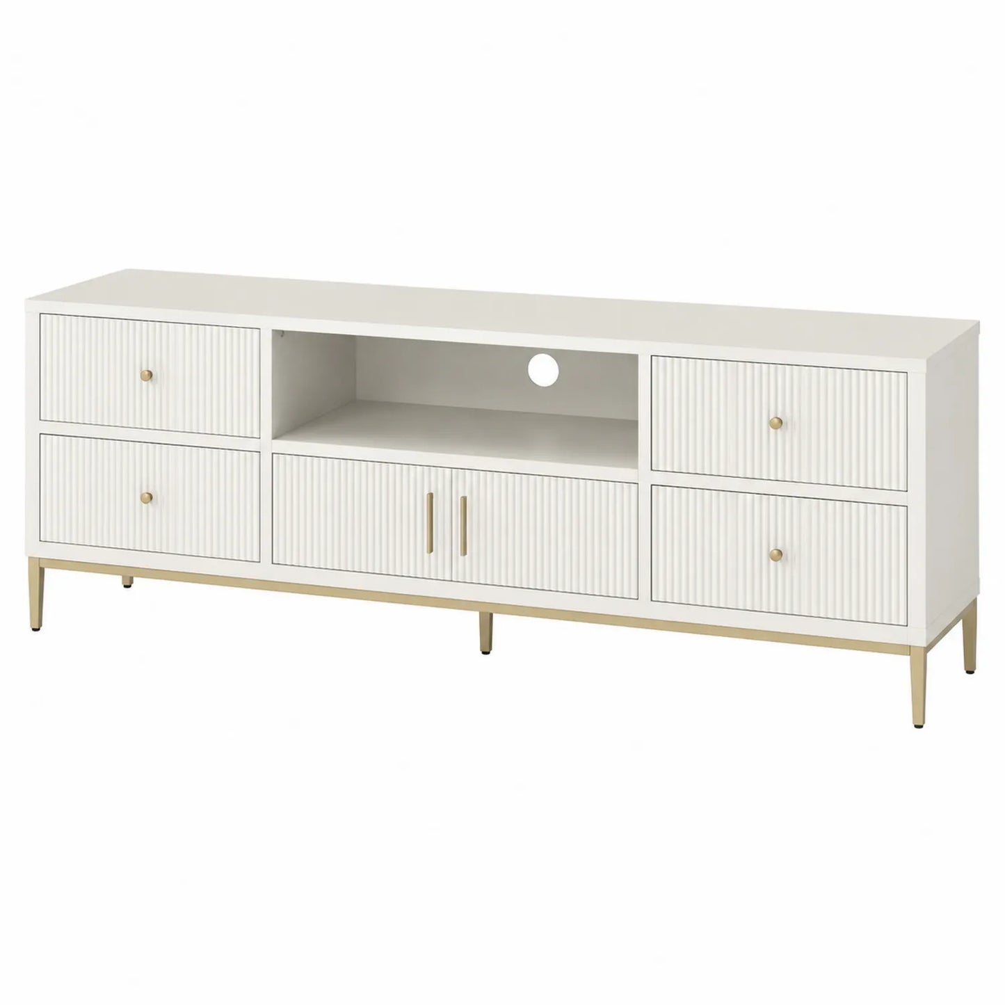 Szafka RTV MDF Prostokątna Biała 150x40x50cm