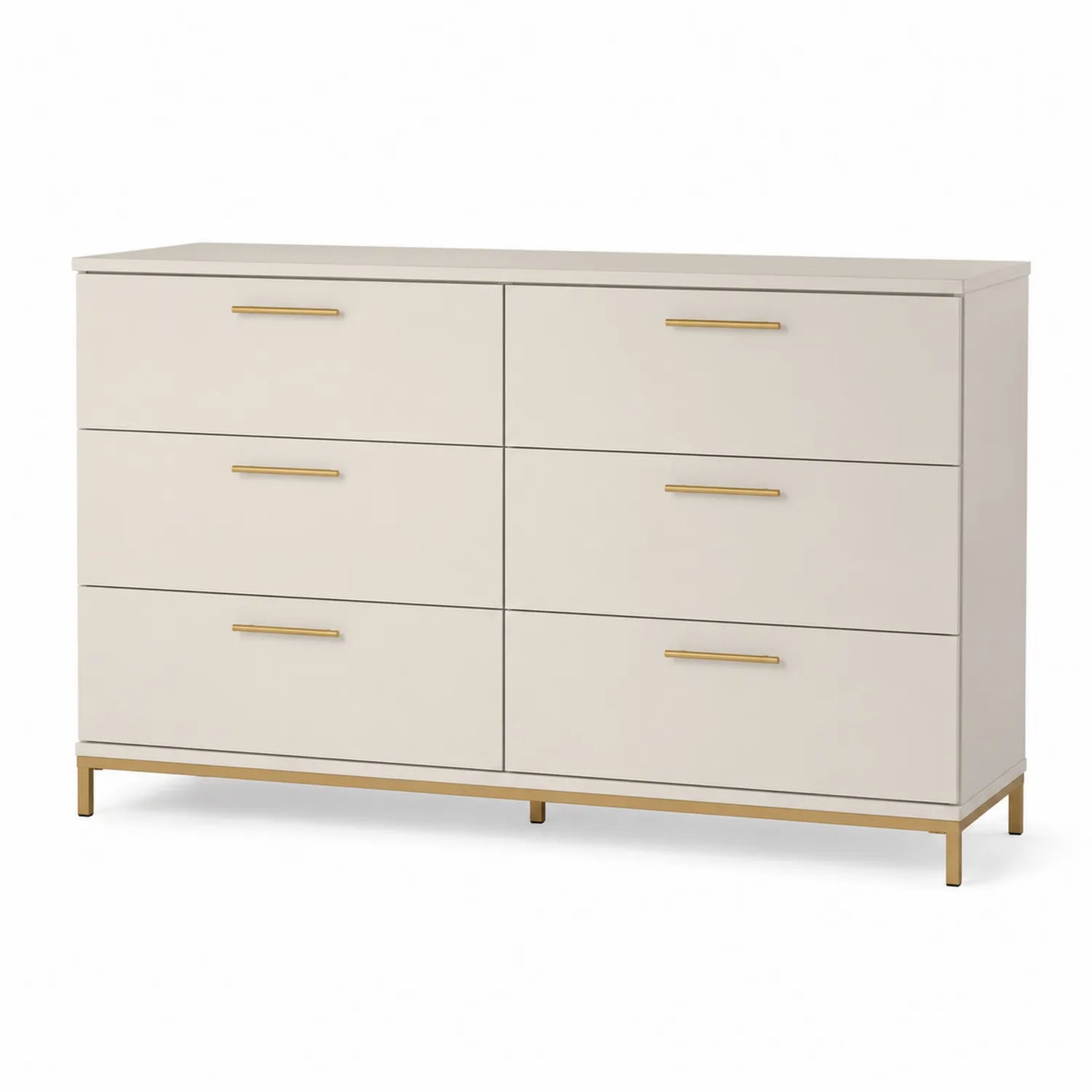 Komoda z szufladami z MDF beżowa z metalowymi uchwytami 120x40x75 cm