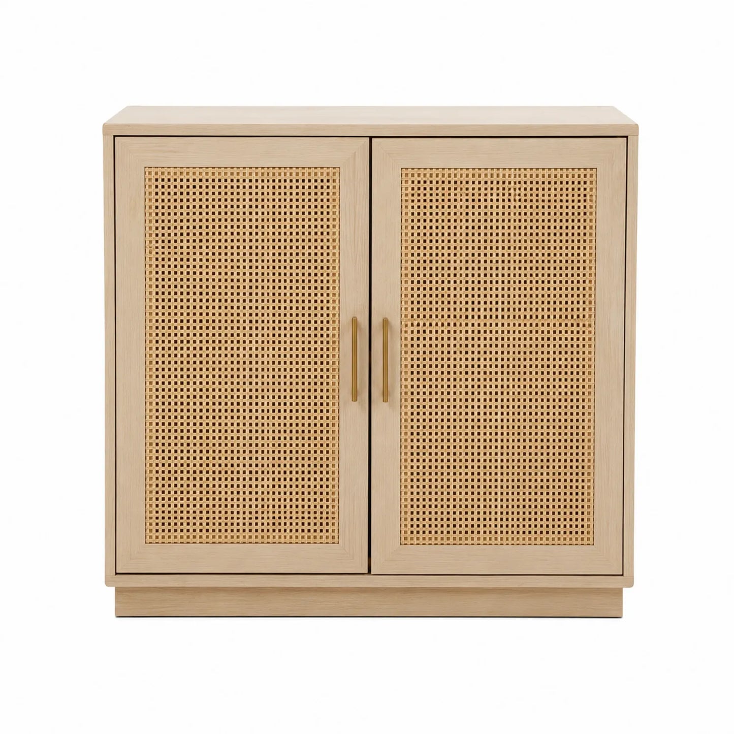 Bufet drewniany z rattanowymi drzwiczkami jasny brąz 100x85x40 cm