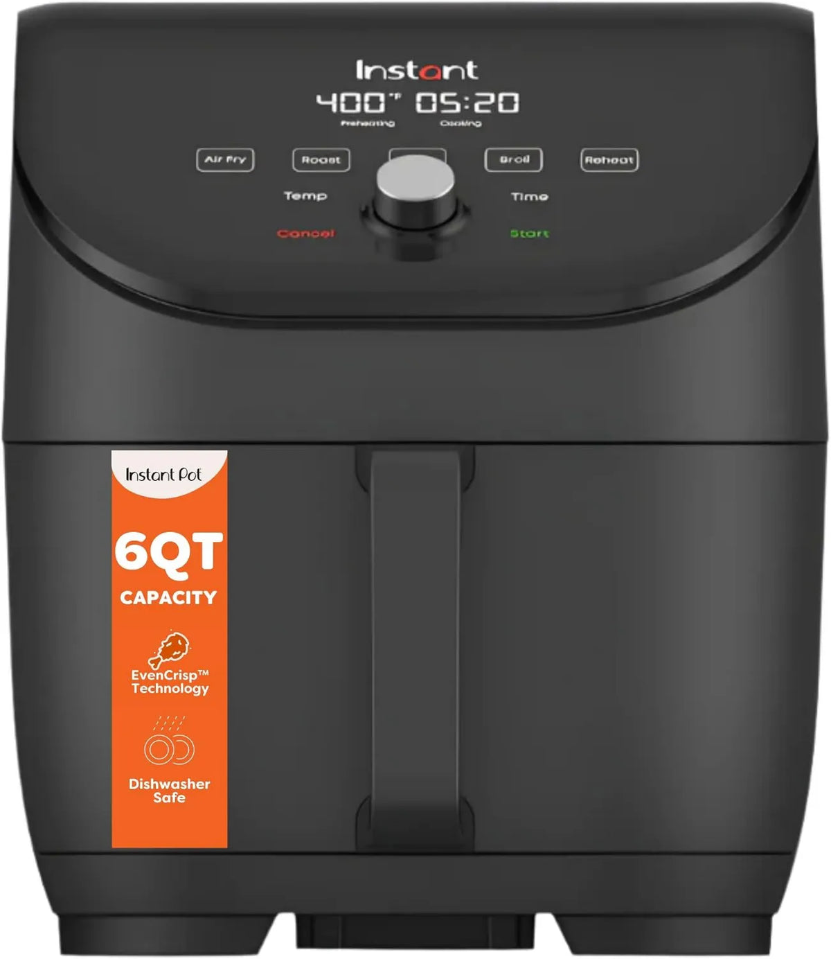 6QT zmywarka, 1,8 kg, 0,9 kg, Instant Vortex Slim XL Air Fryer that Crisps, Broils & is Quiet, Space Saving, Dishwasher-Safe