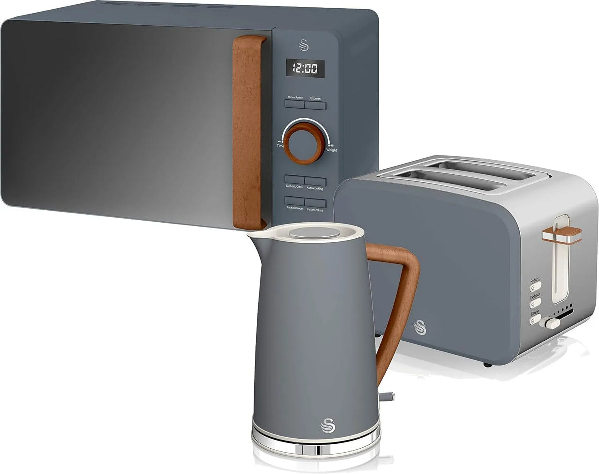 Swan, Kuchenka mikrofalowa L 2200, 1.7 l, 2200 W, grill, mikrofalówka, szary, Nordic Breakfast Set, 1.7 W, 2 2 plasterki chleba e