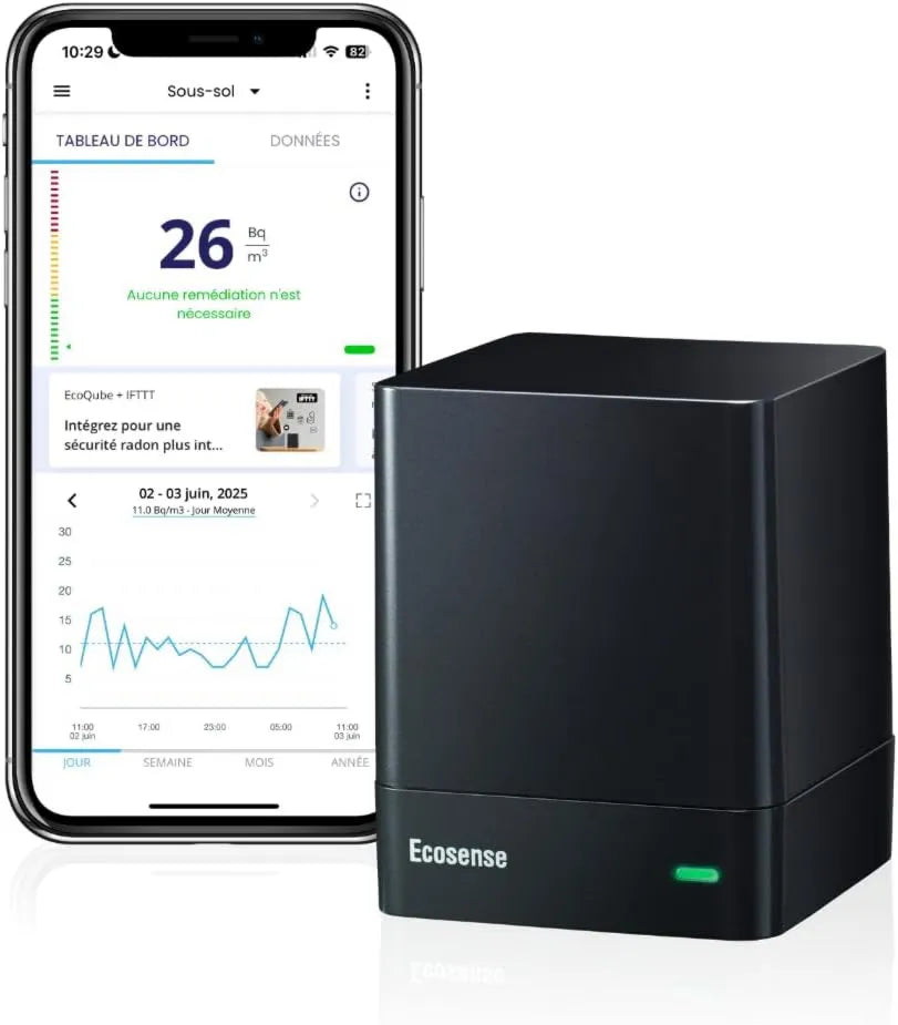 Ecosense Inc., Detektor, Wi-Fi, App, Detektor Radonu EcoQube Ecosense