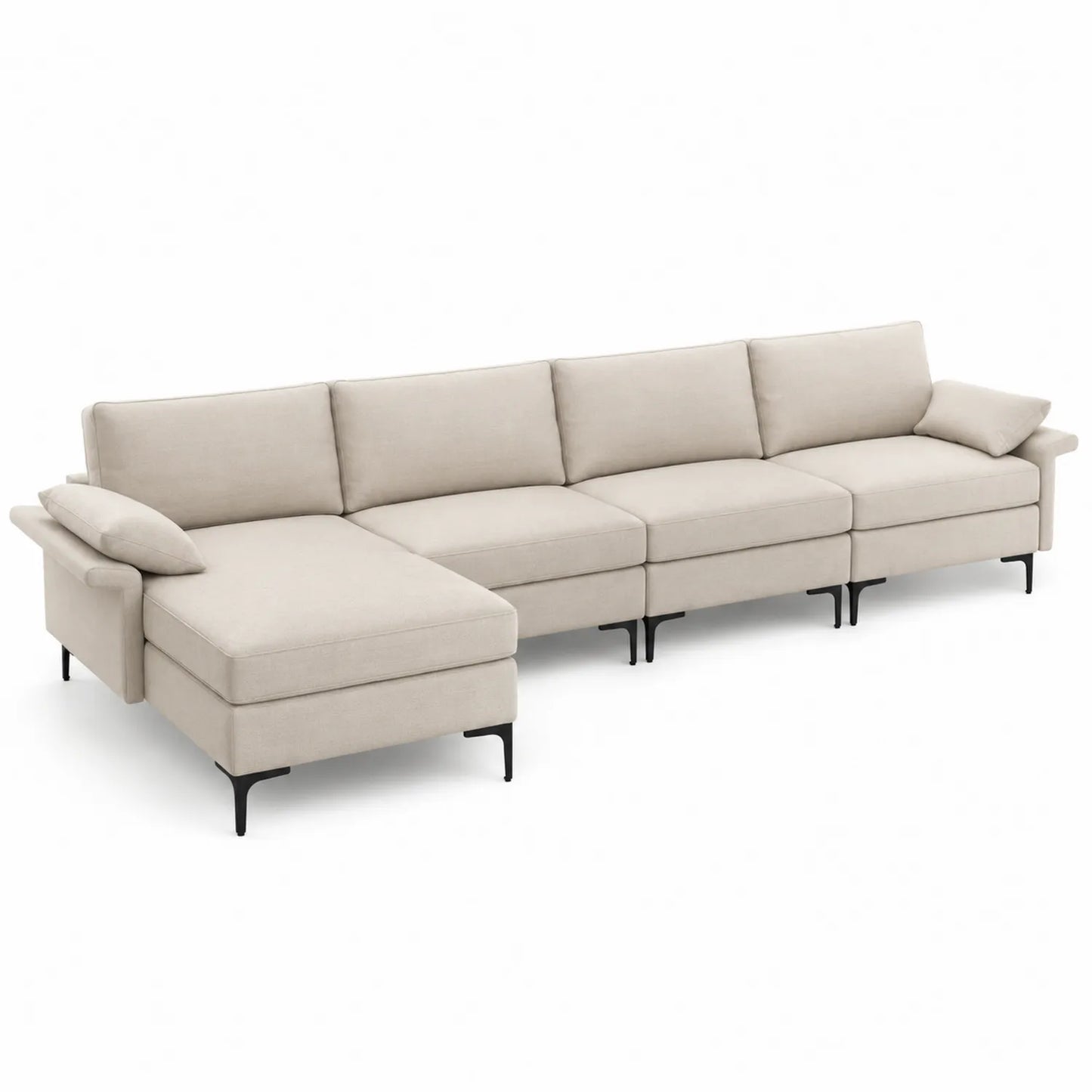 Sofa narożna modułowa z tkaniny beżowa 300cm