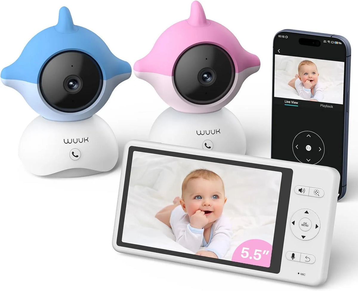 WUUK, 2K 305m Babyphone, Stabilny, dziecko monitora wideo, 305 m, dotyk, 2 strefy temperatury, biały