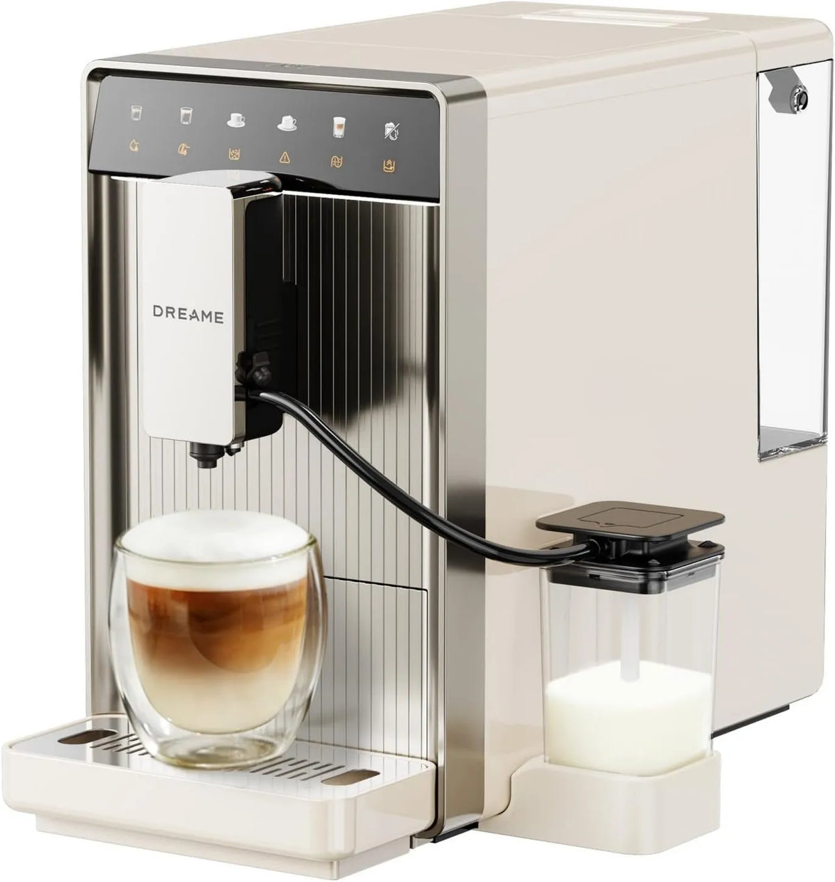 dreame automatyczny ekspres do kawy, Kompaktowa konstrukcja 18 cm, Drame Ecceluxe Slim Automatyczna ekspres do kawy espresso, łatwe czyszczenie, 5 napojów, 9 pozioma szlifierka, ekran dotykowy