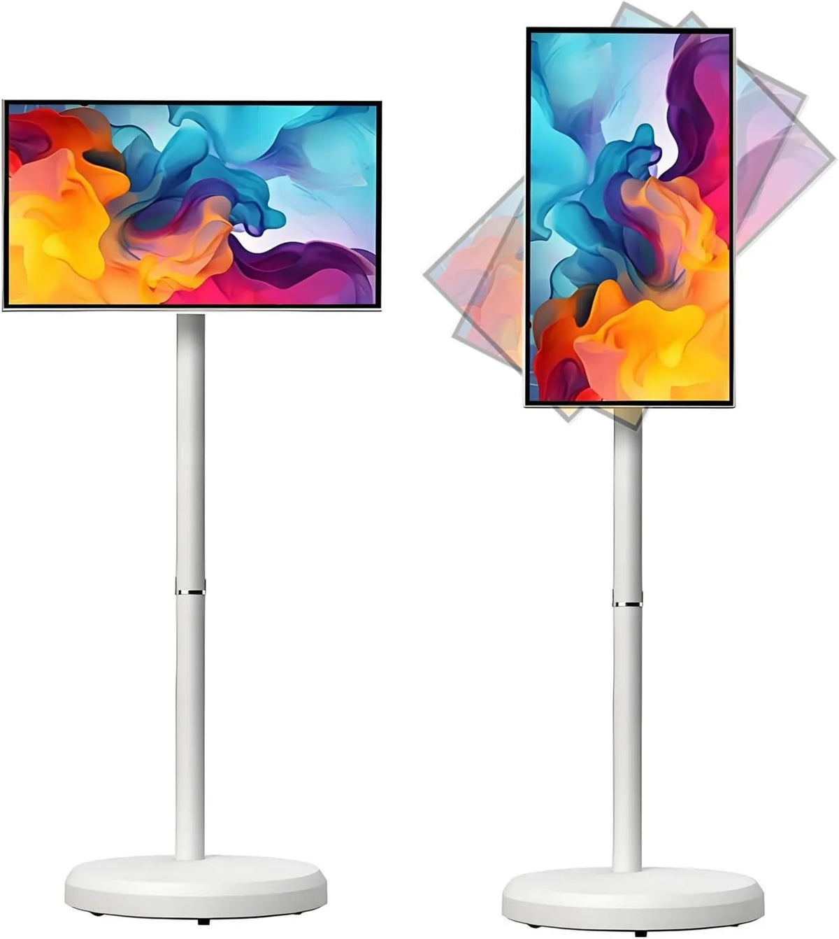 ZXSYYDS, Smart TV 1080p 6 + 128 G, 21, 5 cali, TV, przenośne, poruszające się koła, dotyk, Rotacyjna TV tablet z pilotem, Telewizor komórkowy