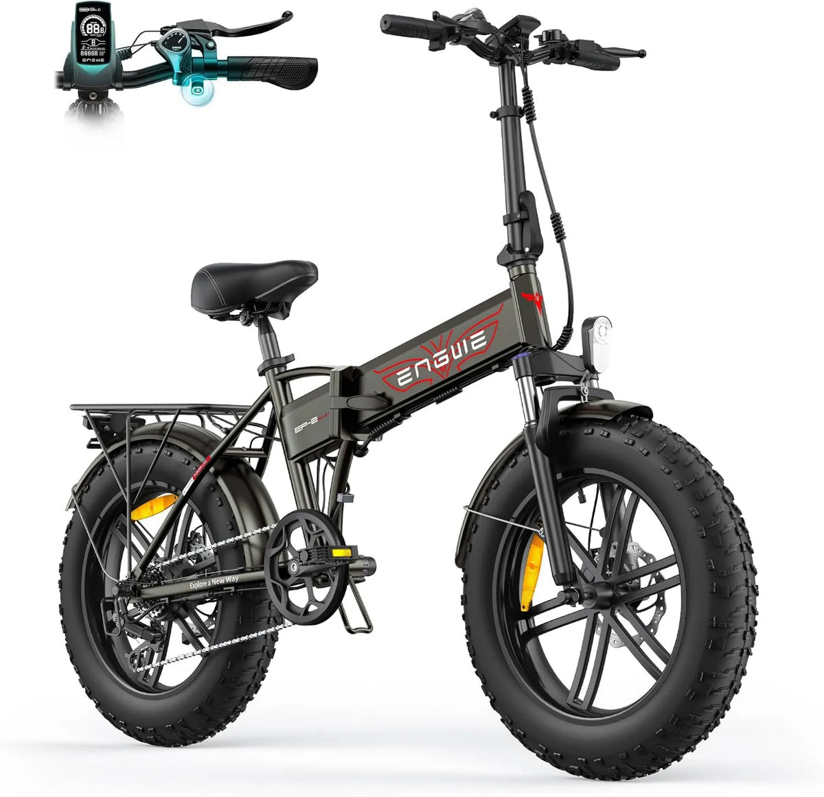 120KM EP-2 rower elektryczny, ENGWE Rower Elektryczny dla Dorosłych Składany E-bike, 20''×4.0 Gruby Opona, 7-Biegowy BOOST