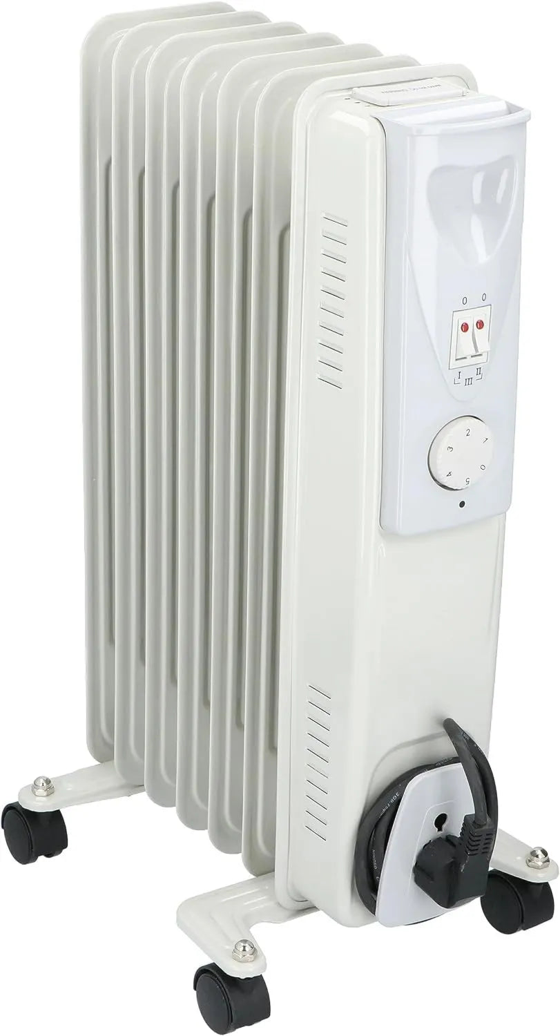 alpina, Grzejnik elektryczny, 1500 W, kółka wyporowe, termostat, biały