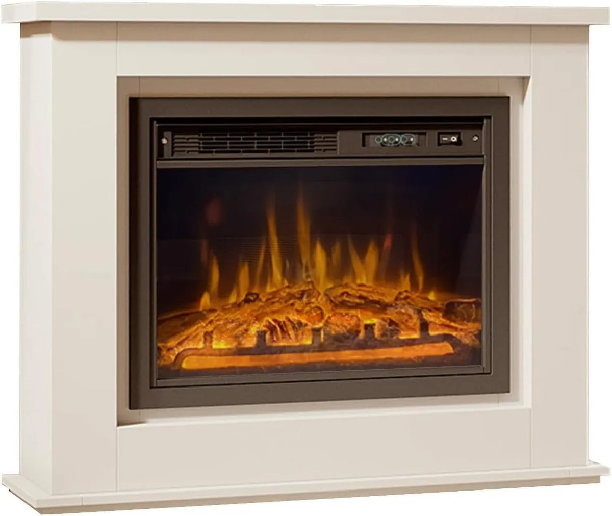 MB Muebles Bonitos kominek elektryczny, Gotowanie naczynia 1000 / 2000 W, 98x81x27, 5 cm, 2000 W, dekoracja pokoju dziennego, biały, efekt płomienia LED, 1000/2000 W
