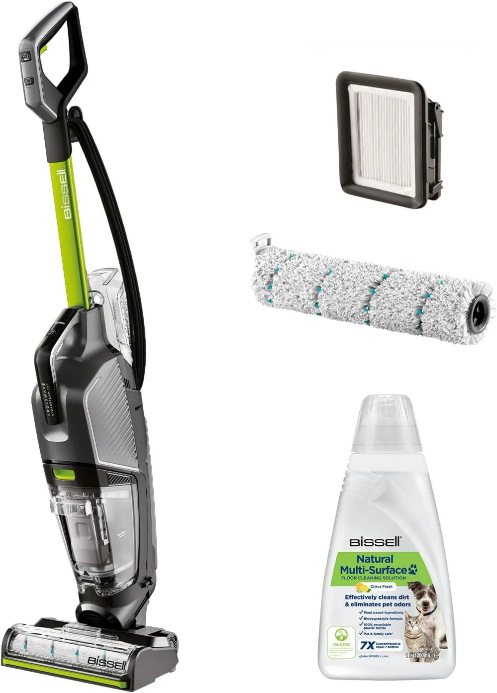 Bissell 3517N odkurzacz, funkcja pary, CrossWave HydroSteam PET, Odkurzacz Piorący na Mokro Sucho z Kablem, Myje i Suszy, Odkurzacz z Trybem Parowym