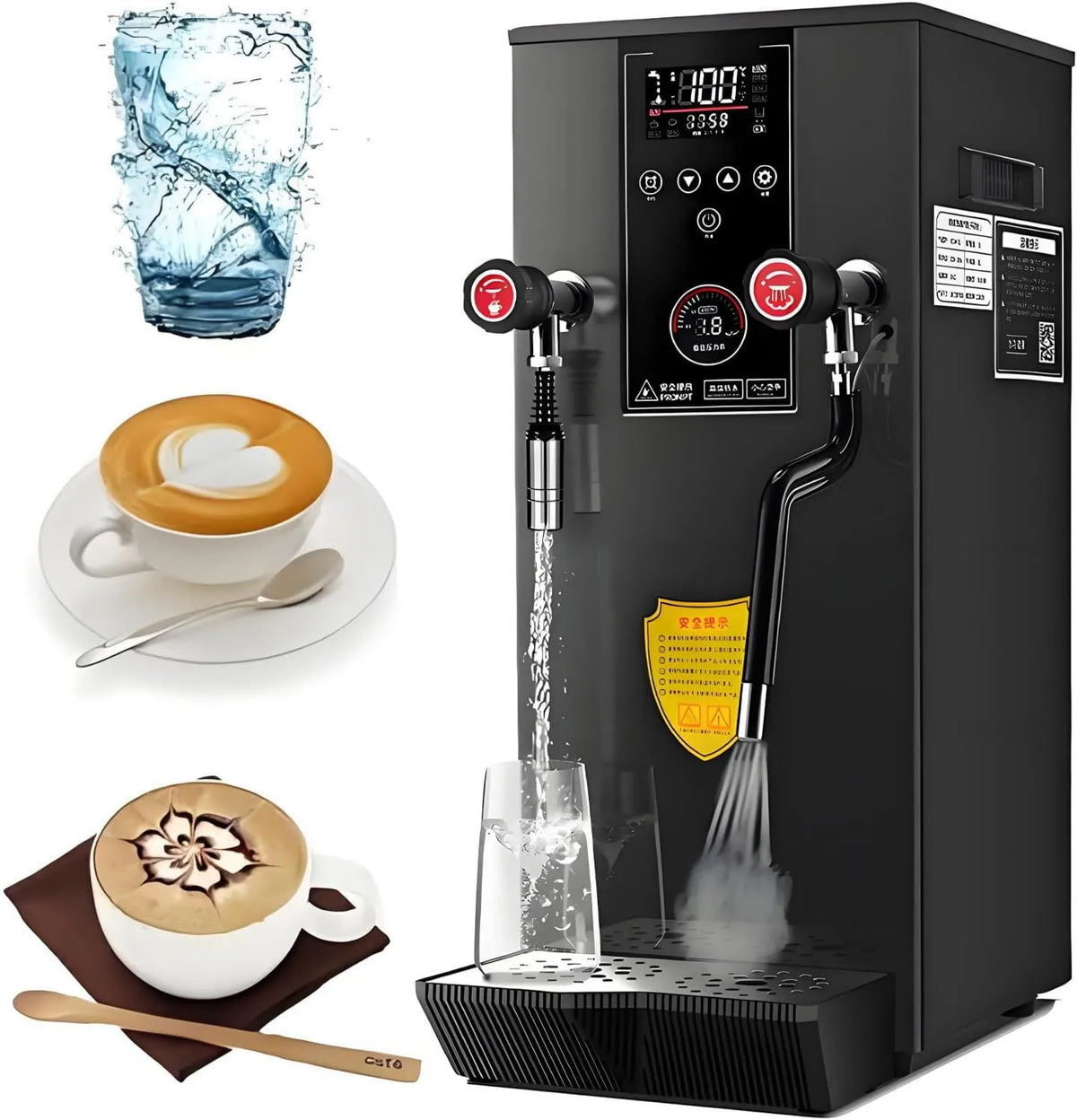 GLBMXDD spieniacz do mleka, Mech mleczny, 12 l, 2500 W, emulgator mleka, ciasto, para, profesjonalny, czarny