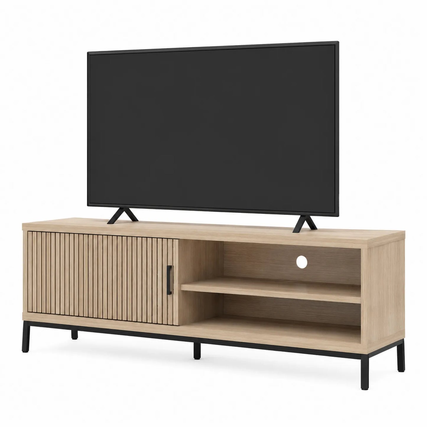 Szafka RTV z dębową okleiną i metalowymi nogami 150 cm