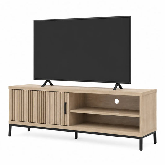 Szafka RTV z dębową okleiną i metalowymi nogami 150 cm
