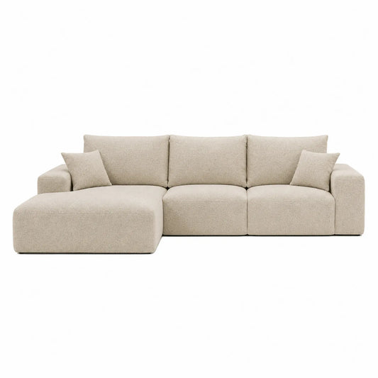 Narożna sofa z tkaniny poliestrowej Beżowy 300x90x170 cm
