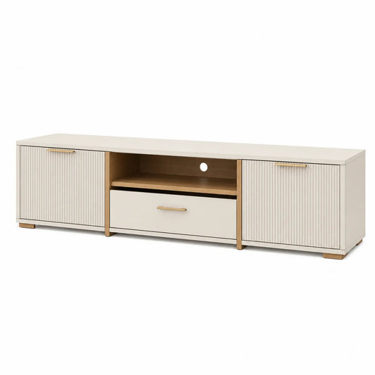 Szafka RTV MDF biały/dąb 180x40x45 cm