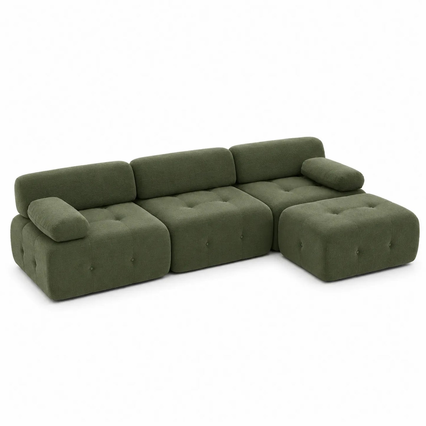 Sofa modułowa zielona 3-częściowa z tkaniny 220x150x75cm