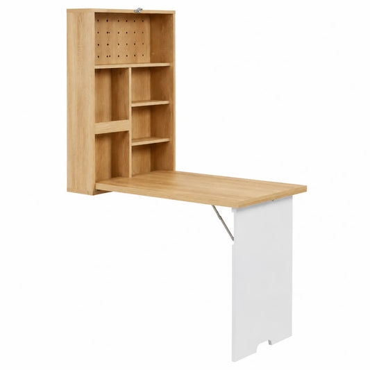 Ścienne składane biurko MDF 90x45 cm Dąb/Biały
