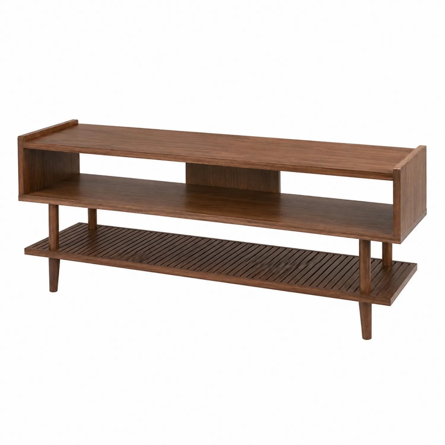 Drewniana szafka RTV brązowa z litego drewna 120x40x45 cm