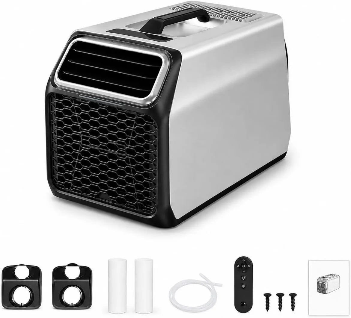factildfulzhan klimatyzator przenośny, Klimatyzator, 1400 W, 220 V, dotyk, zegar, srebro, programowalny zegar i elastyczny komfort dnia, Kompaktowe rozwiązanie dla 8- 10 spacji
