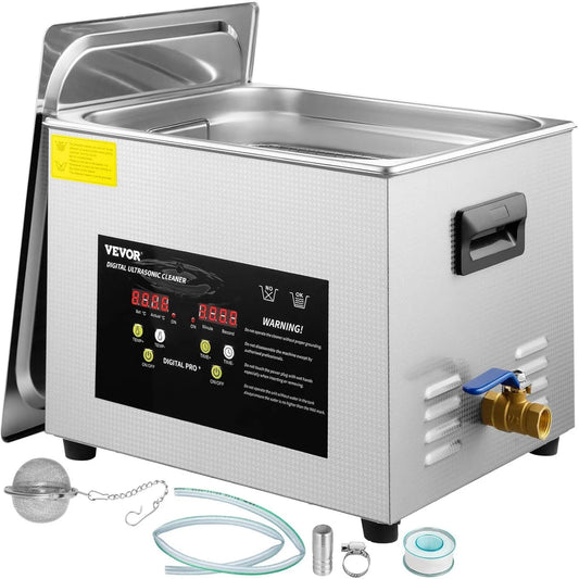 VEVOR, Grzejnik elektryczny, 15 l, 600 W, 360 W, licznik, stal nierdzewna, Cyfrowy czyszcznik ultradźwiękowy 15 l