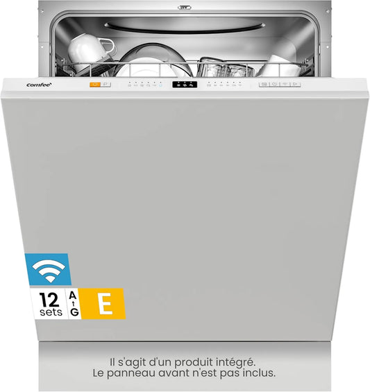 Comfee zmywarka, 60 cm, 47 dB, 'CDWPB1215PB- EU, do zabudowy, WiFi, biały, pralowanie Szybkie 30 min, 12 sztućce, funkcja IoT, Mycie w chmurze CDWPB1215PB-EU