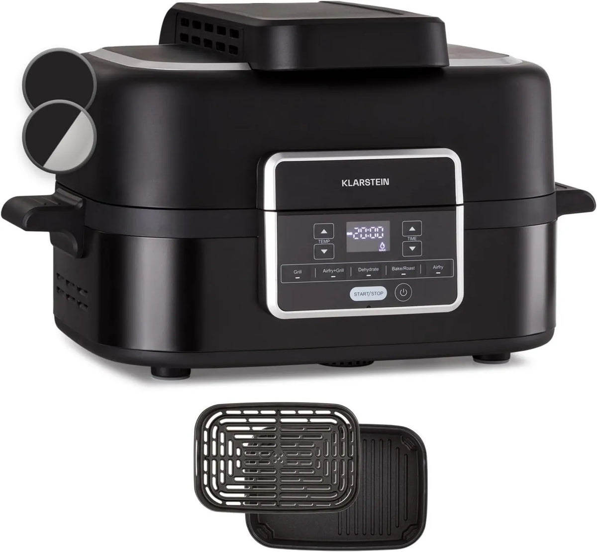 KLARSTEIN frytkownica beztłuszczowa, XL 1500 W suszarka na gorące powietrze, 5 l, 1500 W, 5 programów, zegar, para, Olej Free frytkownica z funkcji Vapour