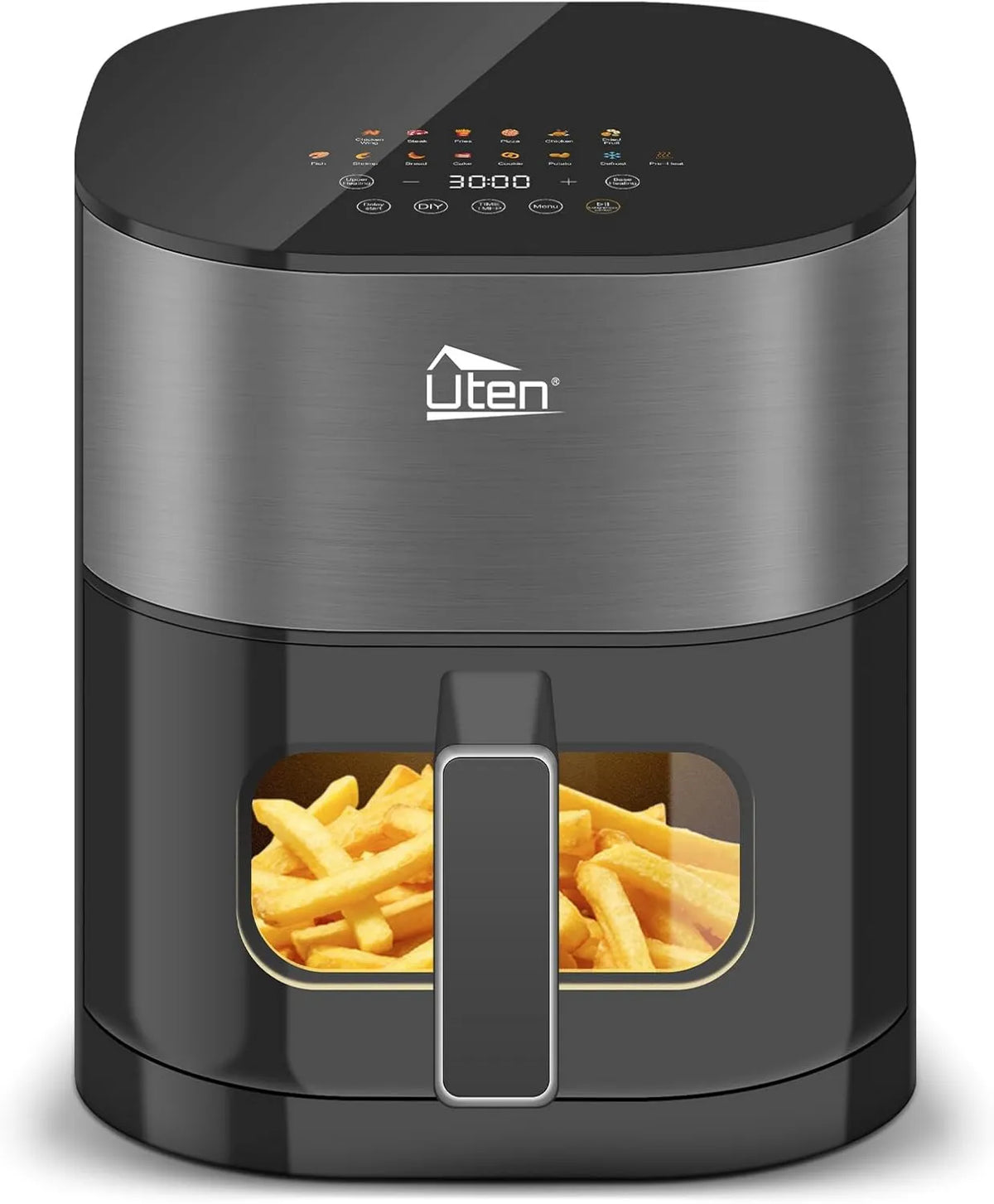 Frytkownica beztłuszczowa, 5,5 l, 2000 W, sterowanie dotykowe, Uten Frytkownica na gorące powietrze XXL 5,5 l, Airfryer frytkownica bez oleju