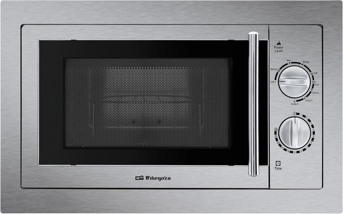 Orbegozo, kuchenka mikrofalowa, 20 l, 800 / 1000 W, MIG2033, do zabudowy, grill, stal nierdzewna, szary, 9 poziomów