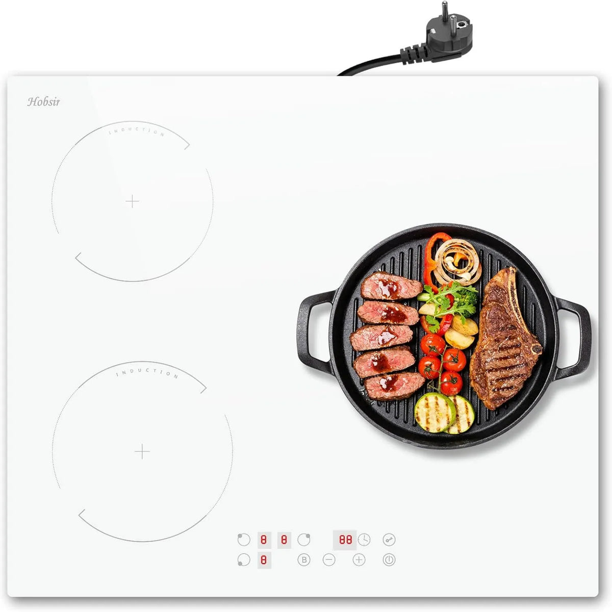 Hobsir hob Hobsir płyta grzewcza płyta grzewcza, Płyta indukcyjna, 60 cm, 3 pola grzewcze, 3500 W, 240 V, stół indukcyjny do gotowania, Boost, blokada, zwrotna, licznik, Naczynia lub stół