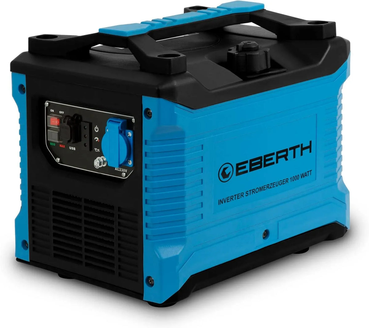 Silnik spalinowy, 1000 W, 230 V, 1x 230, EBERTH Inwerterowy Generator prądu o mocy 1000 W, Generator awaryjny, Silnik benzynowy 2 KM