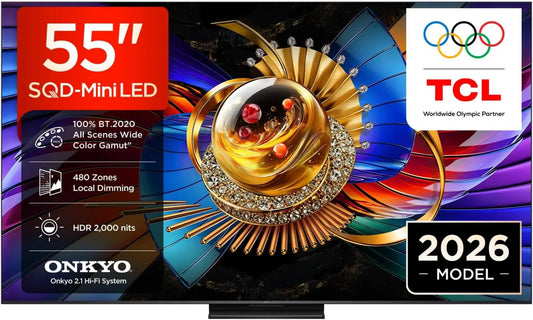 TCL telewizor, Google 55Q7D Smart TV, 144 Hz, TV, 4K UHD, HDR, Google Assistant, Alexa i Siri, Dolby Vision IQ & Atmos, 1 Onkyo, 55Q7D Pro 55