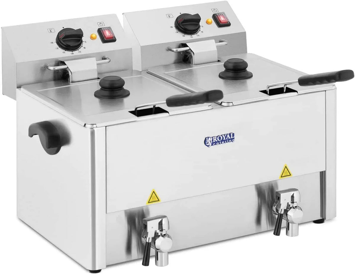 Royal Catering, Kran kuchenny 13D- EGO, 13 l, 250 W, 50 do 190°C, termostat, profesjonalny, restauracja, stal nierdzewna 13D-EGO, 2 x 3 250 W