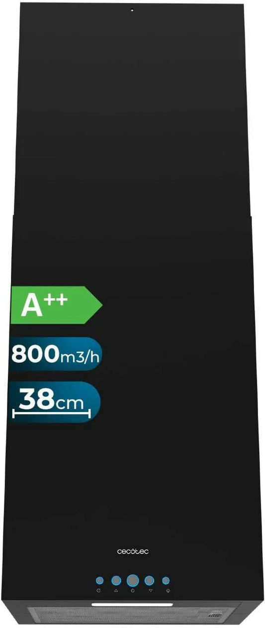Cecotec okap kuchenny, Bolero Ict 800M3 Flux, H, 38 cm, 210 W, 800m3 / h, czarny, 210 W silnik, Elektroniczny sterownik, Światło, Filtr m3/h