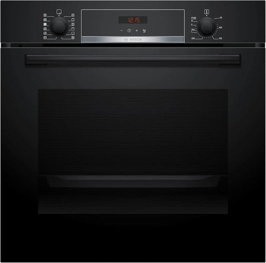 Bosch kuchenka z piekarnikiem, HQA574BB3 Piec elektryczny, 60 x 60 cm, 10 programów, do zabudowy, para, czarny, czerwony ekran LED