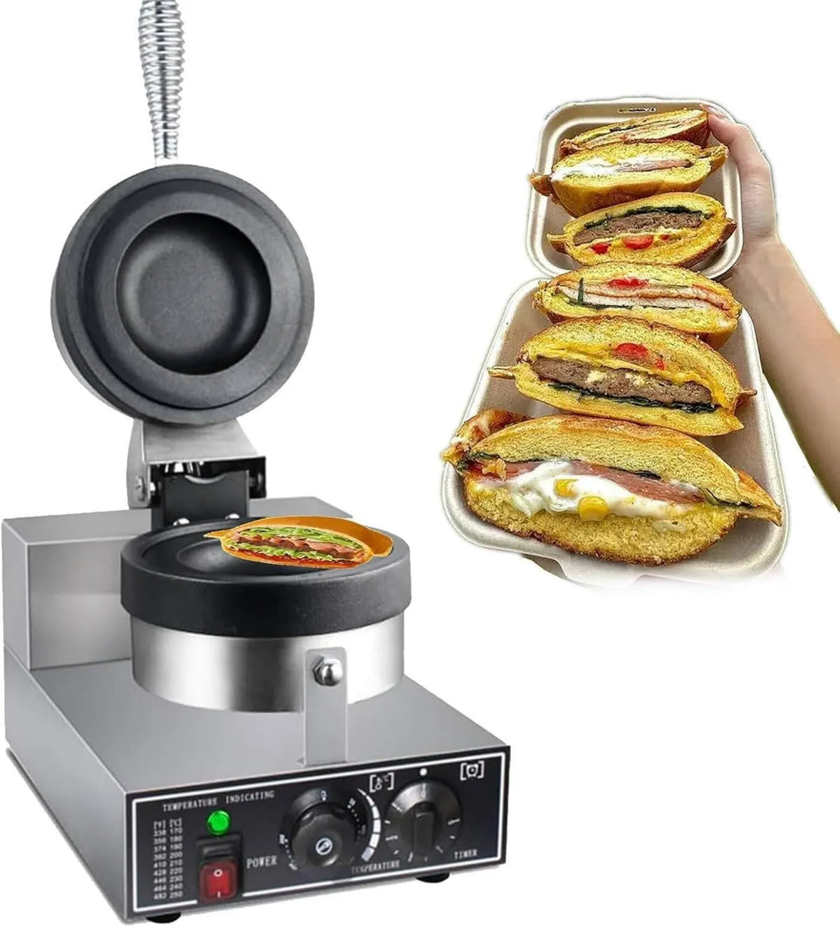 ZHLINGQ gofrownica / opiekacz, Grzejnik elektryczny, profesjonalny, restauracja, 2 strefy temperatur, stal nierdzewna, piekarnie lub restauracje