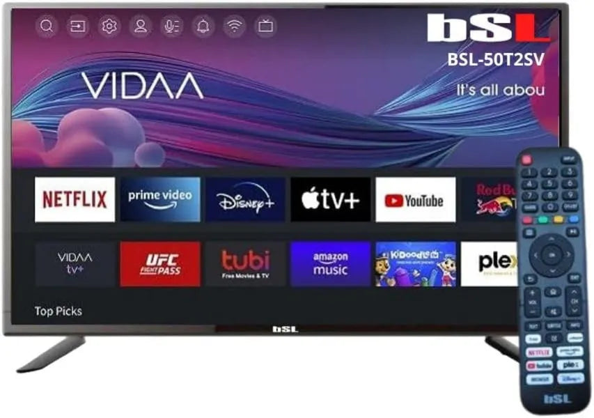BSL BEAUTIFUL SOUND LINE telewizor, Smart TV BSL- 50T2SV RJ45, 50 cali, TV, 4K UHD, HDMI, USB, WiFi, DVB- T2, C Kompatybilny z Youtube, Netflix, Disney +, Dazn, Prime BSL-50T2SV DVB-T2
