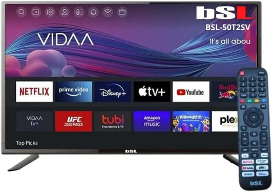BSL BEAUTIFUL SOUND LINE telewizor, Smart TV BSL- 50T2SV RJ45, 50 cali, TV, 4K UHD, HDMI, USB, WiFi, DVB- T2, C Kompatybilny z Youtube, Netflix, Disney +, Dazn, Prime BSL-50T2SV DVB-T2