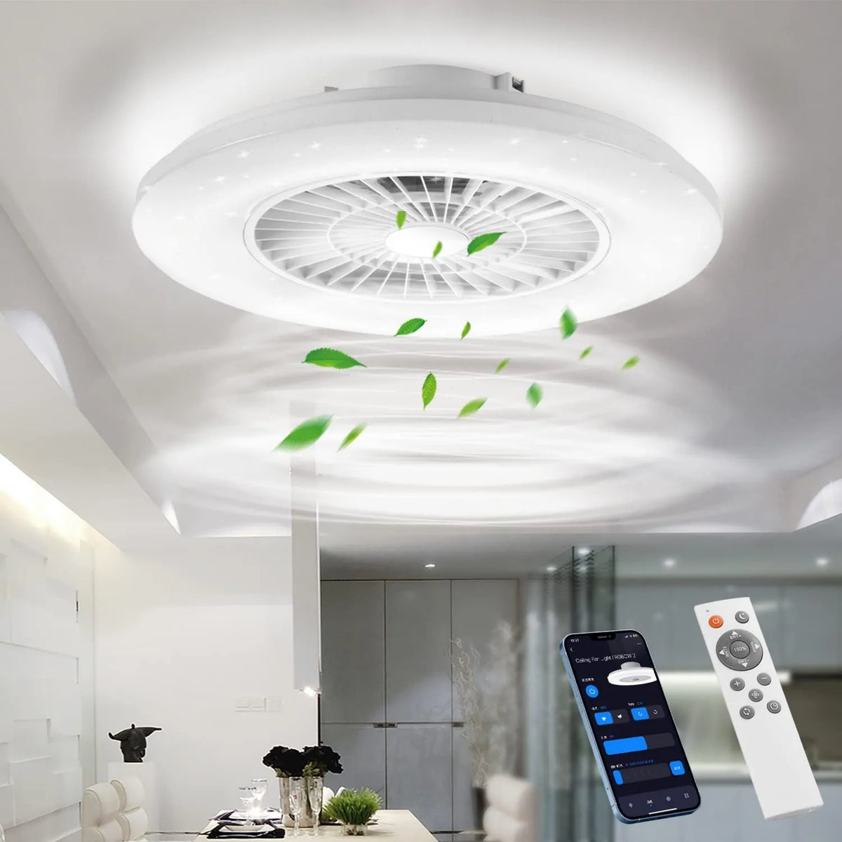 BKZO, Wentylator 3000- 5500K, 60 CM, wentylator cyrkulacyjny powietrza, 60 CM Smart LED sufit z wentylatorem 3000-5500K