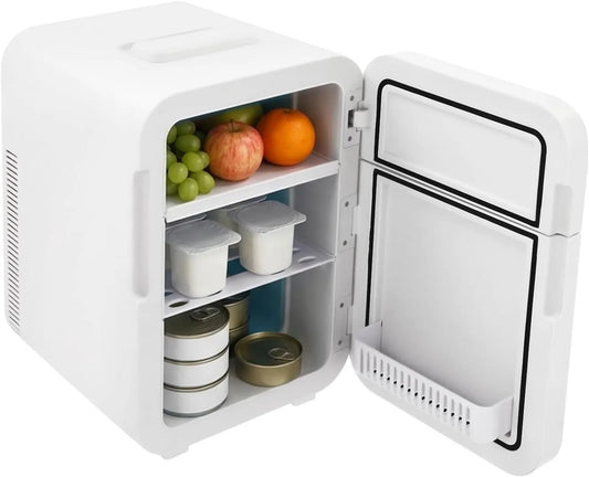 CLKAX minilodówka, Lodówka, 16 l, 220 V, przenośna, wymiennych, drzwi podwójne, 2 w 1 mini lodówka 16 l z funkcją chłodzenia i chłodzenia