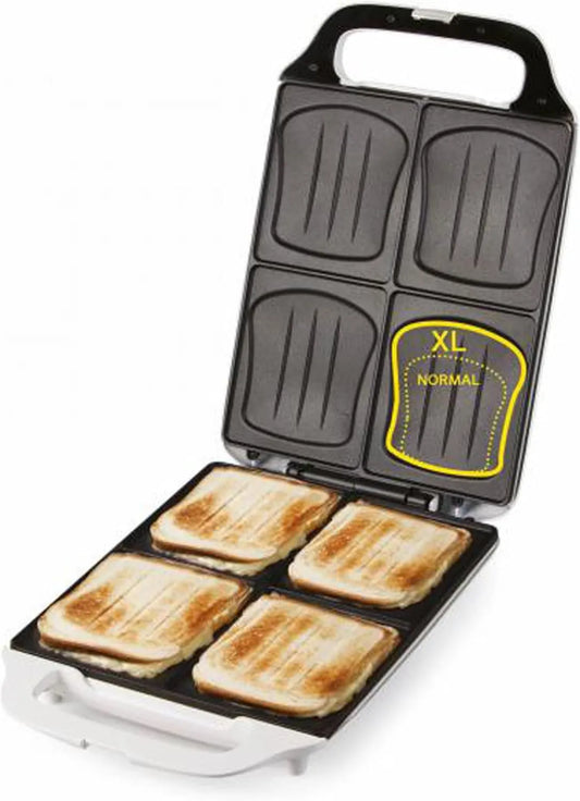 DOMO, DO9064C Jasny Voyants, z powłoką nieprzywierającą powłoki, Croque rodziny XXL dla 4 dużych croques, 1800 W, biały
