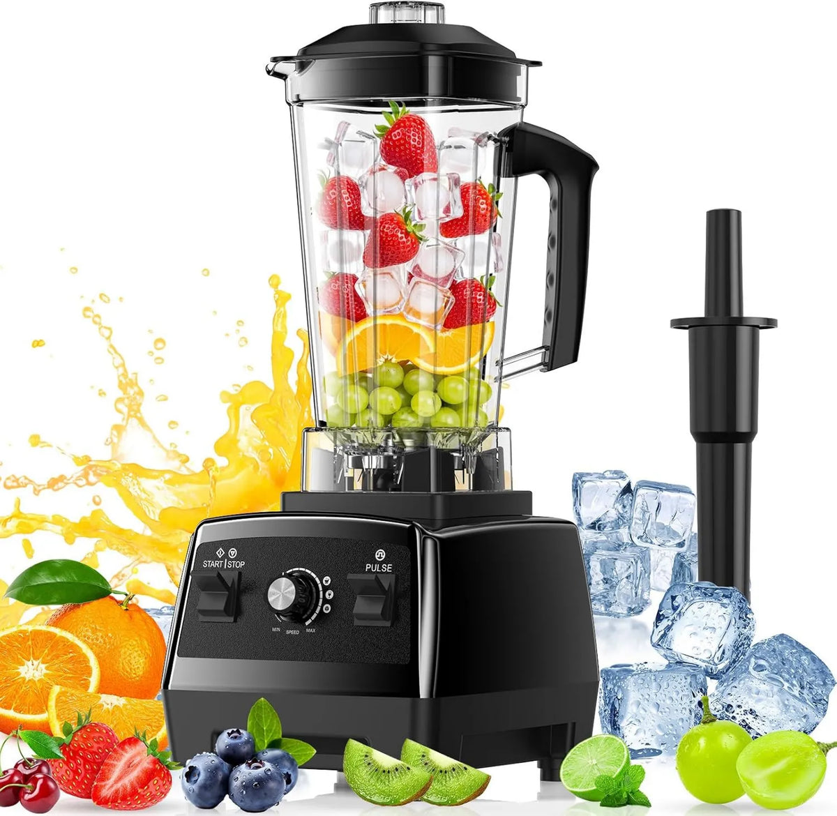 Teendow blender kielichowy, Mikser, 2 l, 1600 W, powierzchnia teksturowana, profesjonalna, stal nierdzewna