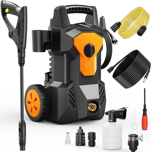 Yospinber, Wysokie ciśnienie czyszczące, 1600 W, 140 Bar, 420 l / h natężenie przepływu, 8M Rura, 2M kabel