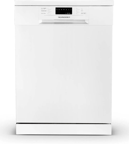 Schneider zmywarka, 6 programów, 42 dB, SCDW1542IDW, stojąco-stojąco, Inverter, biały, 15 sztućców, sztućce, opóźnione odchodzenie