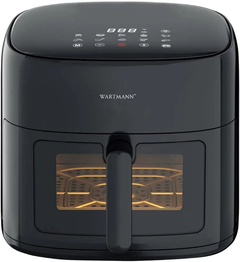 Wartmann frytkownica beztłuszczowa, Frytkownica do gorącego powietrza WM2408- 6 l, 6 l, czarna, bezolejowa, elektryczna, Warmann Ceramic Air frytkownica WM2408-6 l