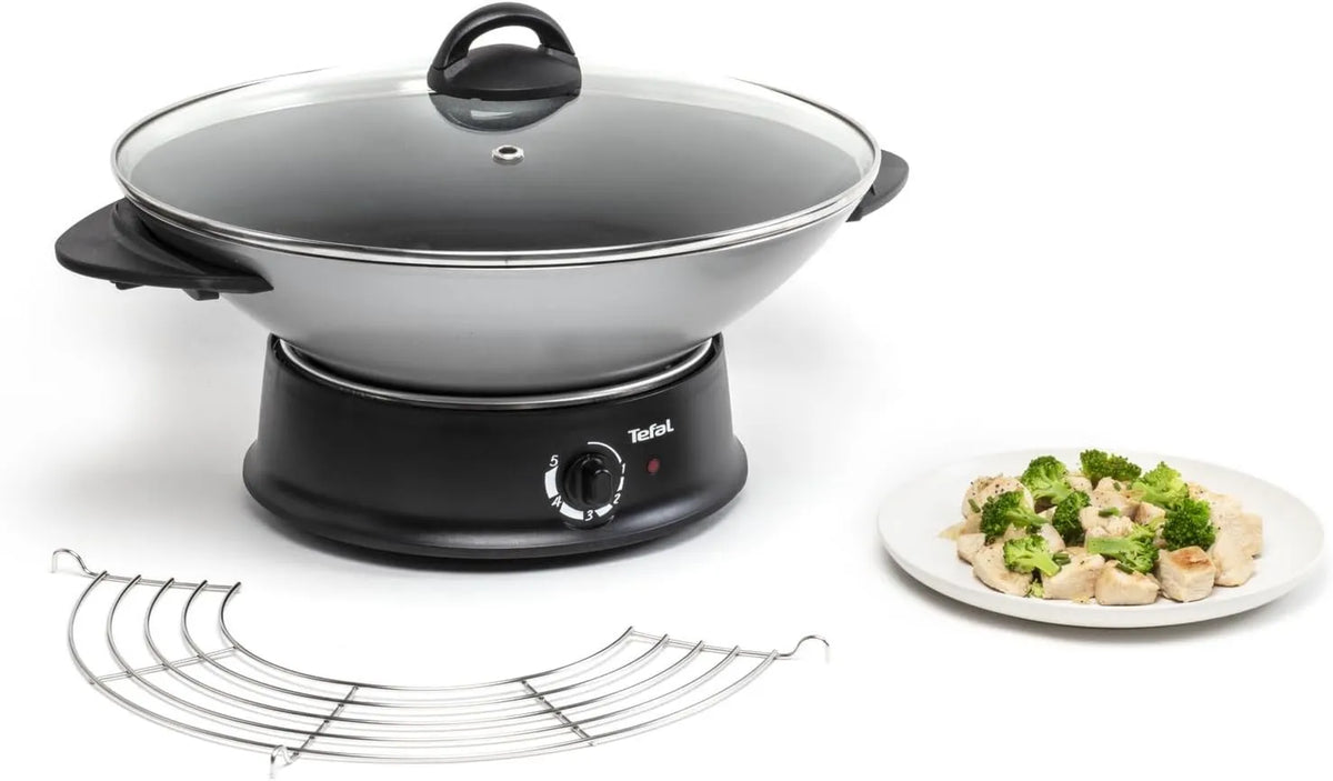 Tefal, WO300010 Multi Wok elektryczny, Regulowany termostat, Zdrowe gotowanie, Wskaźnik ciepła Termo-Spot