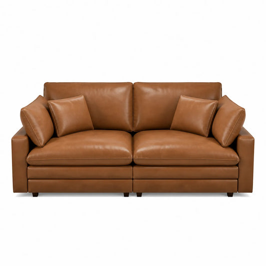 Sofa skórzana brązowa 200x90x85 cm