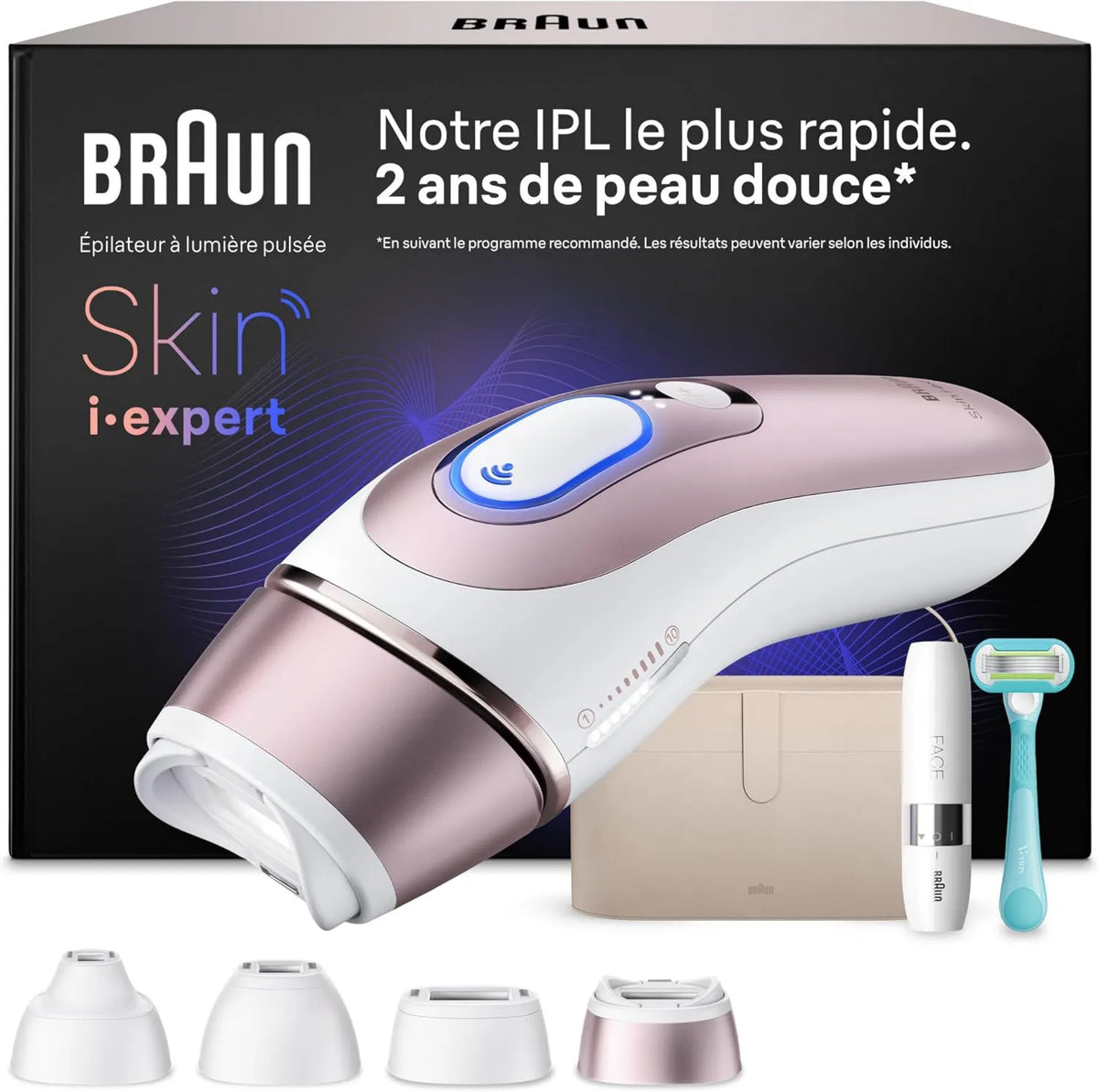 Braun depilator IPL, PL7442 biały and Rose, Epilator Lumiere Pulsee Intelligent Skin ekspert