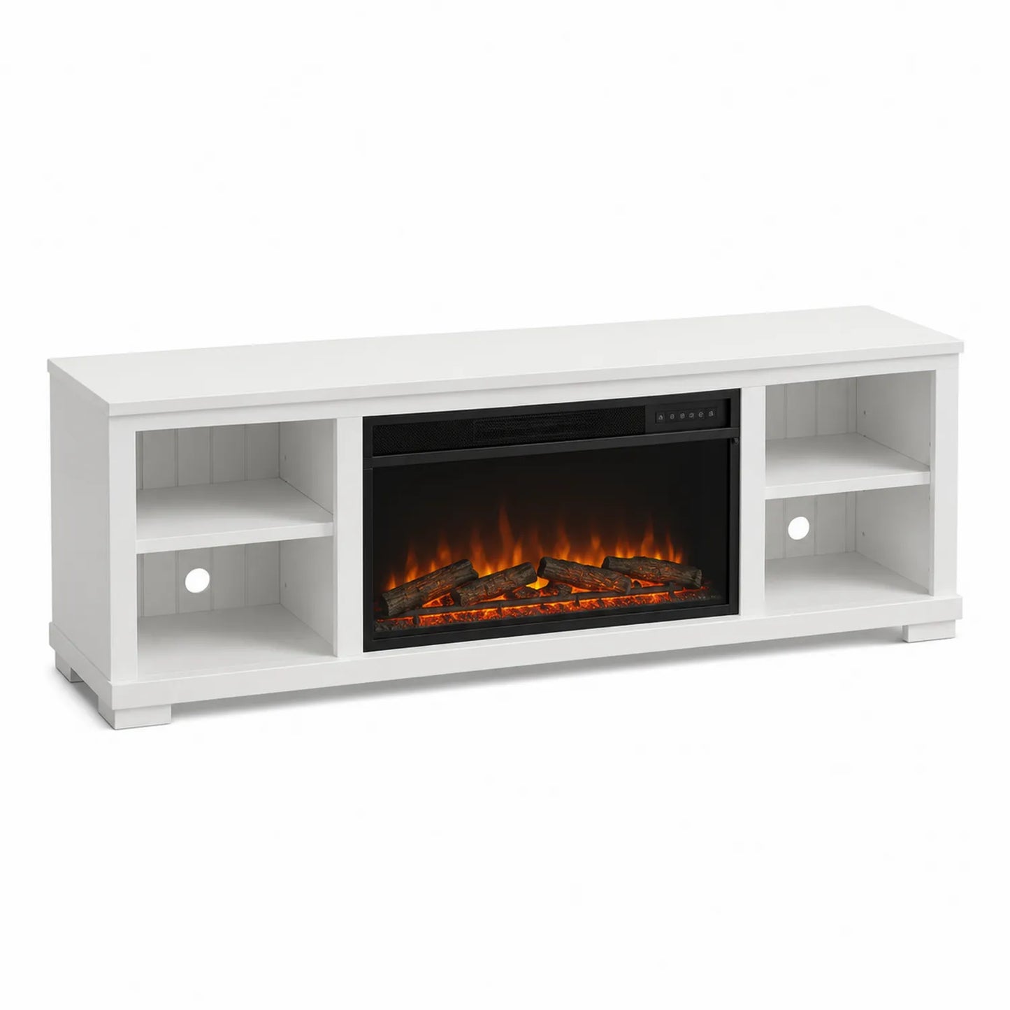 Szafka RTV z kominkiem elektrycznym MDF biała 152 cm