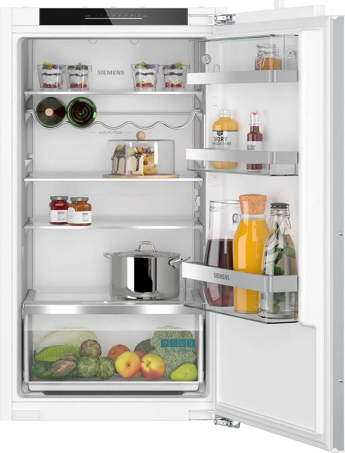 SIEMENS lodówka, iQ500 KI31RADD1, 165 l, 102, 5 x 56 cm, do zabudowy, oświetlenie LED, tłumik, hiperświeże pudełko, SuperCooling